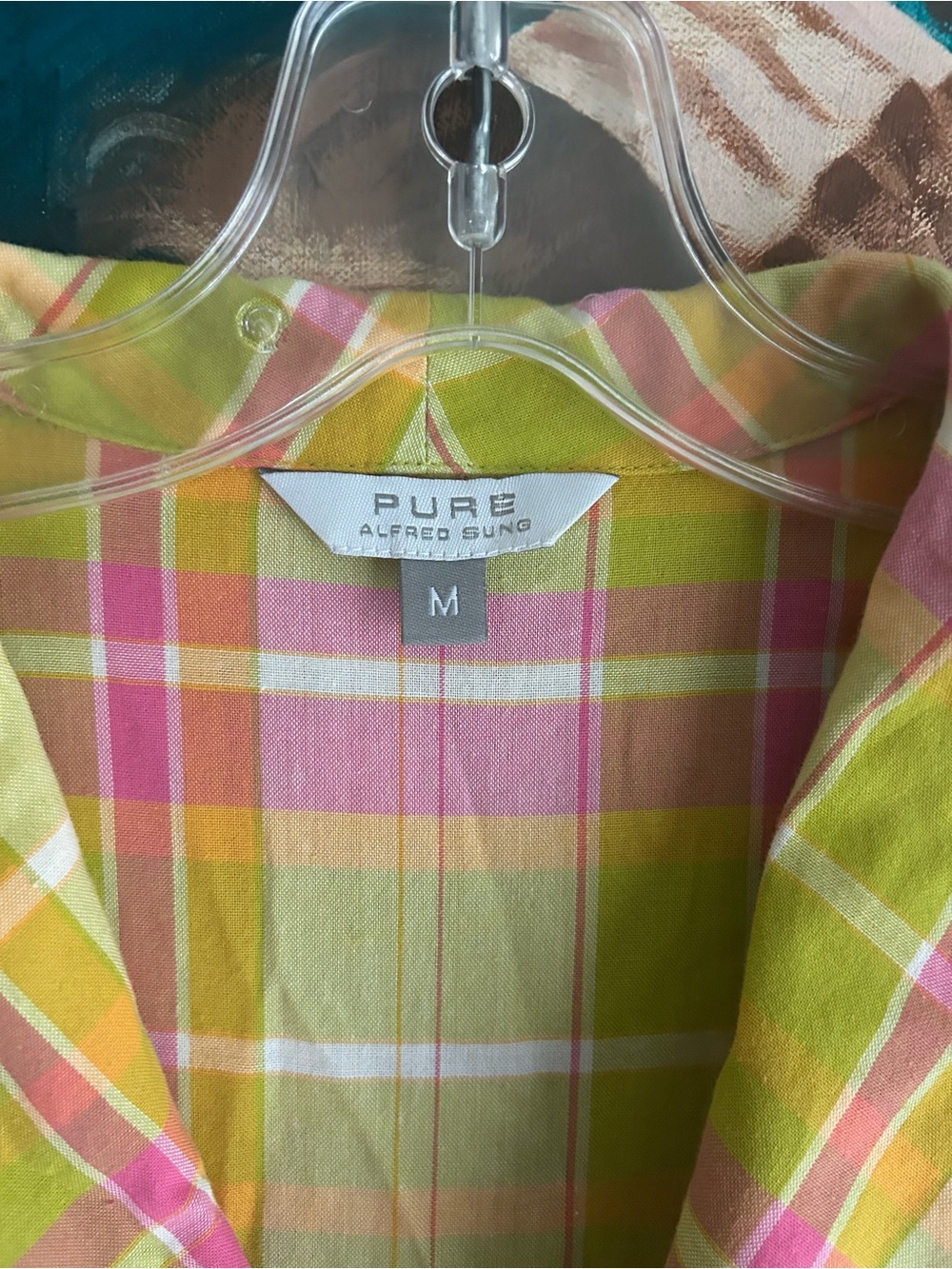 Pure Alfred Sung Plaid Wrap Midi Dress Belted Pink Green Sleeveless Women M - Picture 14 of 16